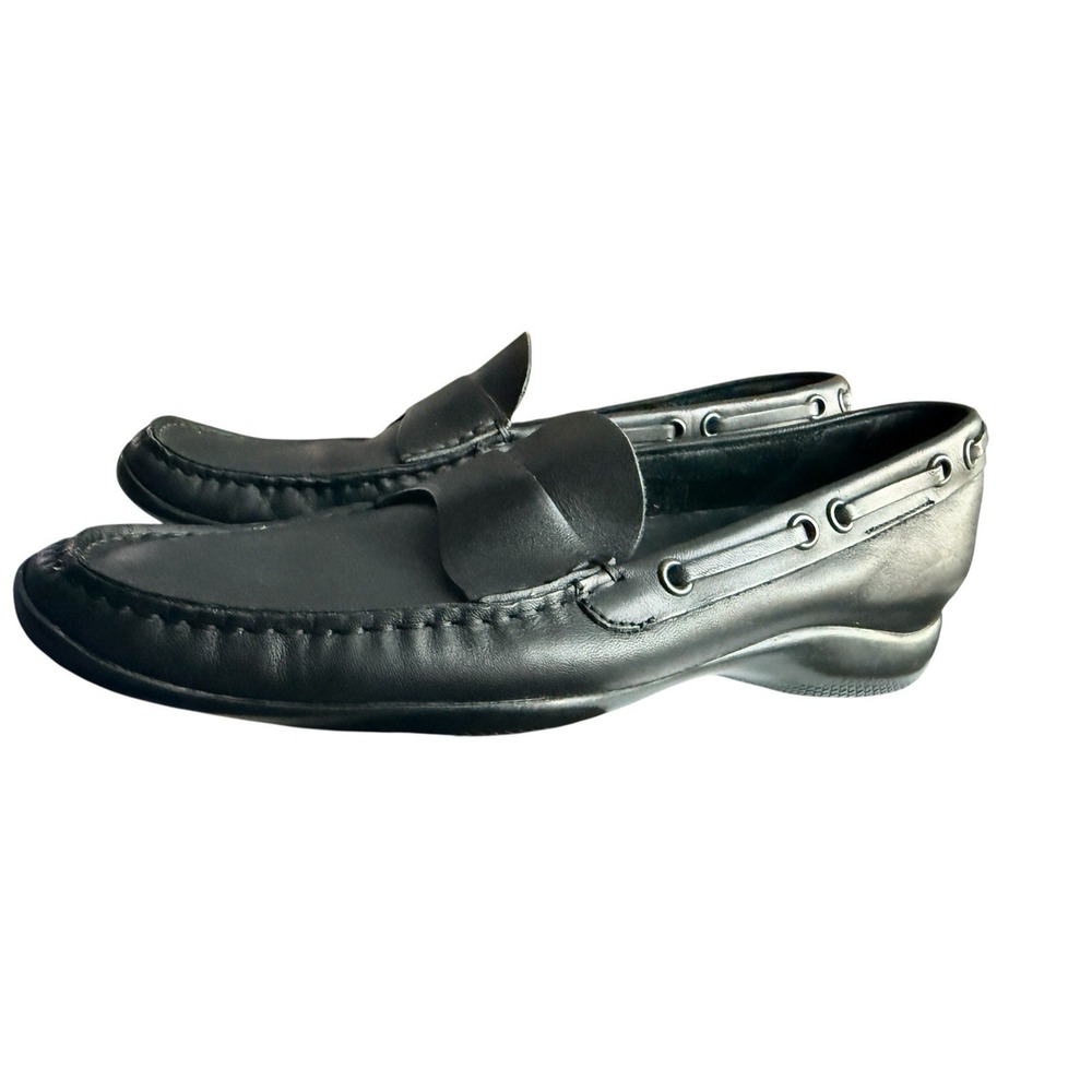 Prada MENS Loafers 8 Black Leather Driving Made In Italy EU 7 Women 9.5 - Picture 2 of 11